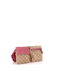 Pre-Owned Gucci Small Vintage Double Belt Bag Gg Canvas with Leather