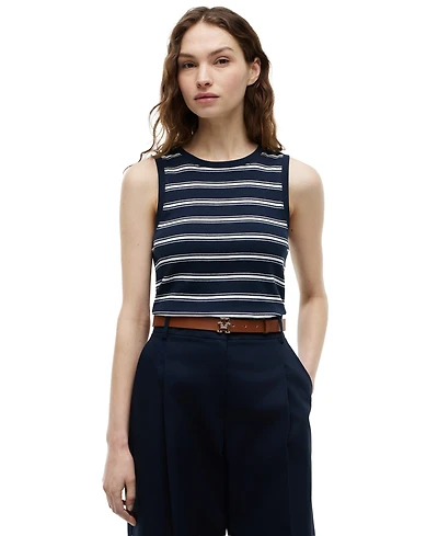 Tommy Hilfiger Women's Multi-Stripe Crewneck Cotton Tank Top