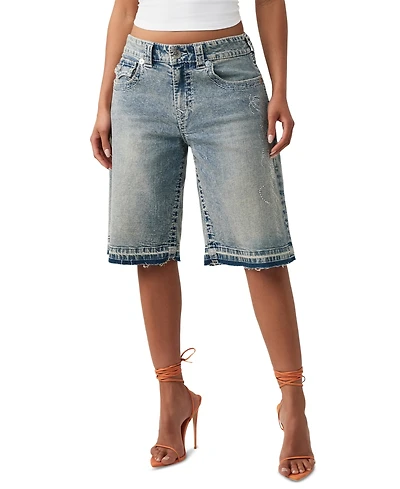 True Religion Women's Jessie Mid-Rise Baggy Denim Shorts