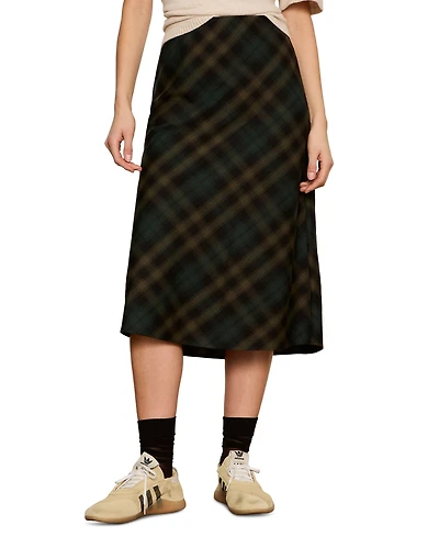 Sanctuary Women's Bias Plaid Midi A-Line Skirt