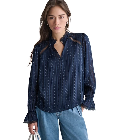 Bcbg Women's Long Sleeve Ruffle Collar Tops