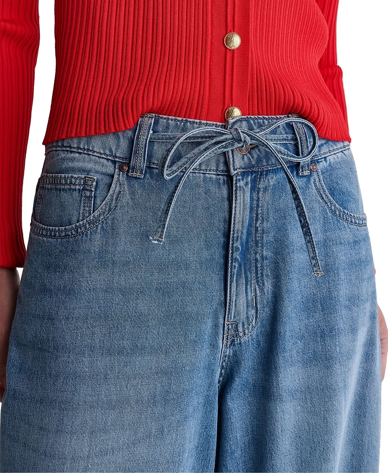 Bcbg Women's High-Rise Tie-Waist Wide-Leg Jeans
