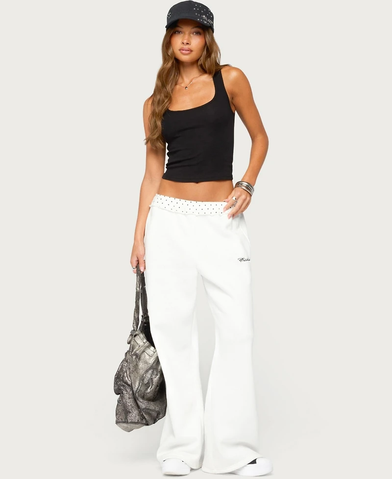 Edikted Women's Deila Polka-Dot Wide-Leg Sweatpants
