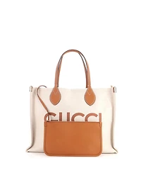 Pre-Owned Gucci Medium Logo Shopper Tote Printed Canvas