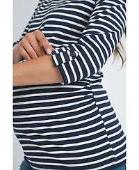 Hello Miz Maternity Striped Boat Neck Top