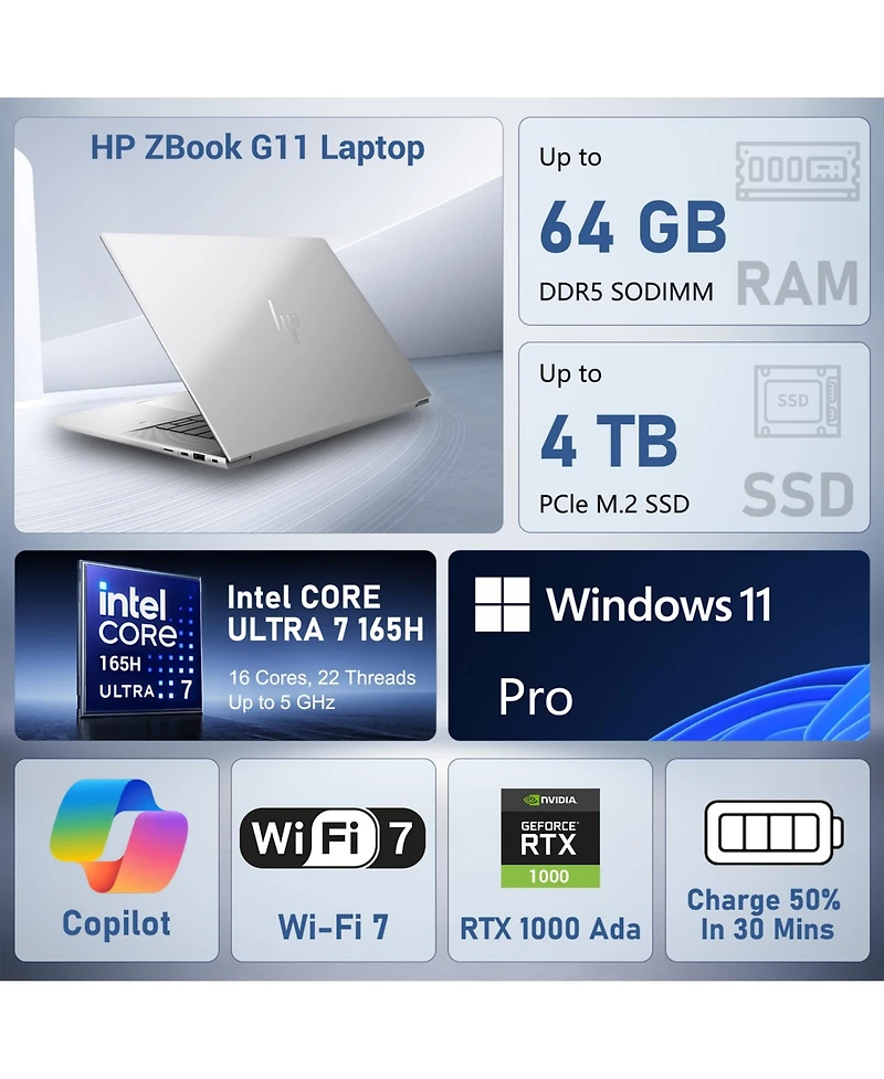 Hp ZBook Studio G11 Intel Core Ultra 7 165H 64GB Ram 16" Laptop