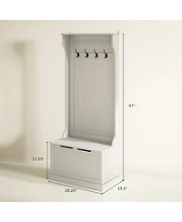 Slickblue Entryway Hall Tree with Shoe Bench, Coat Hooks and Hidden Storage