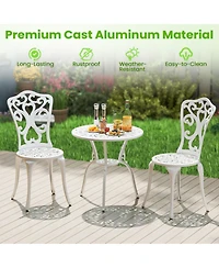 Clihome 3 Piece All Weather Cast Aluminum Bistro Chairs and Table with Umbrella Holes