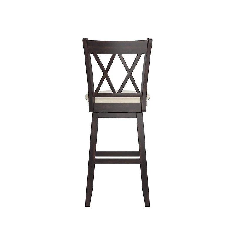 iNSPIRE Q Lea Cross Swivel Bar Stool w/ Beige Linen Seat