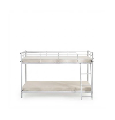 Slickblue Twin Size Metal Bunk Bed with Ladder and Full-Length Guardrails