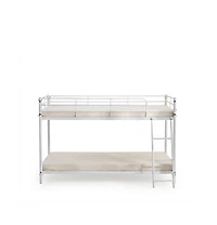 Slickblue Twin Size Metal Bunk Bed with Ladder and Full-Length Guardrails