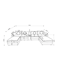 Streamdale Furniture 141" 7-Piece Sofa Set with Console, Coffee Table and 6 Pillows