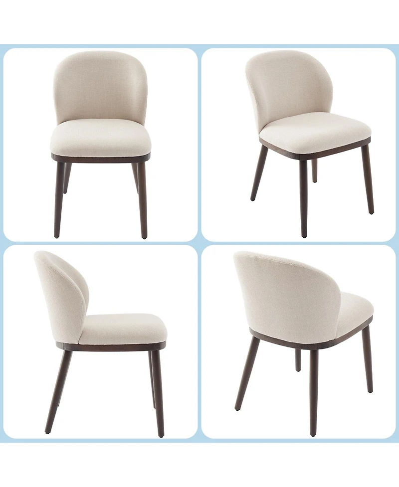homfan Modern Upholstered Dining Chairs Set of 4, Armless Polyester Seats, Wooden Legs, Accent Side Chairs for Kitchen, Dining Room, Office