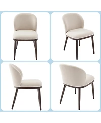 homfan Modern Upholstered Dining Chairs Set of 4, Armless Polyester Seats, Wooden Legs, Accent Side Chairs for Kitchen, Dining Room, Office