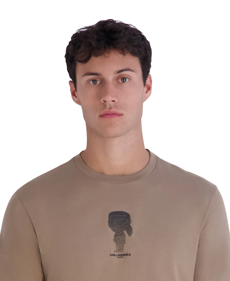 Karl Lagerfeld Paris Men's Pixelated Outlined Crewneck Modern-Fit T-Shirt