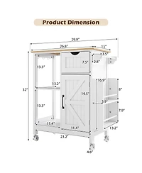 Streamdale Furniture Mobile Kitchen Island Cart with Storage Cabinet, Drawer and Spice Rack
