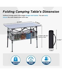 Piscifun Portable Camping Table Adjustable Height Aluminum Roll Up Folding Picnic Storage Basket Outdoor