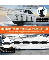 Mountaintop Boat Fenders Inflatable Ribbed Docking Bumper, Center Holes, Air Pump, 4 Needles, 4 Ropes and Storage Bag for Marine Boats
