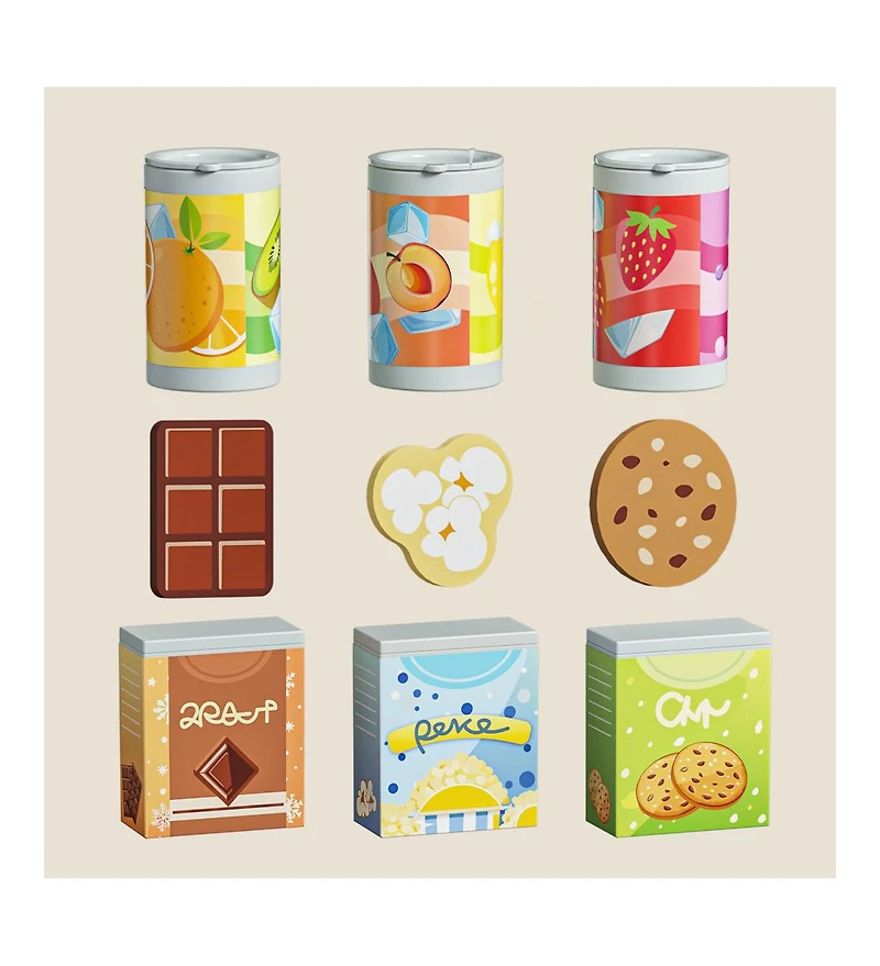Top Bright Play Food for Kids Pretend Play Toys With Wooden Snack Bars and Drink Cans Wooden Vending Machine Play Set For Boys Girls