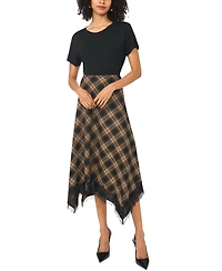 1.state Women's Bias Cut Hankerchief Plaid A-Line Midi Skirt