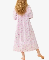 Eileen West Women's Antique Rose Long-Sleeve Floral-Print Nightgown