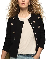 Lucky Brand Women's Floral-Embroidered Long-Sleeve Cardigan