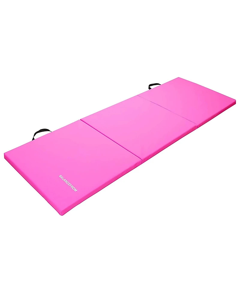 BalanceFrom Fitness GoGym 6'x2'x1.5" Folding 3 Panel Exercise Gym Mat, Pink