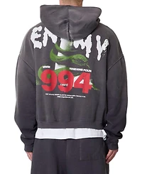 mnml Men's Enemy Graphic Oversized Cropped Hoodie