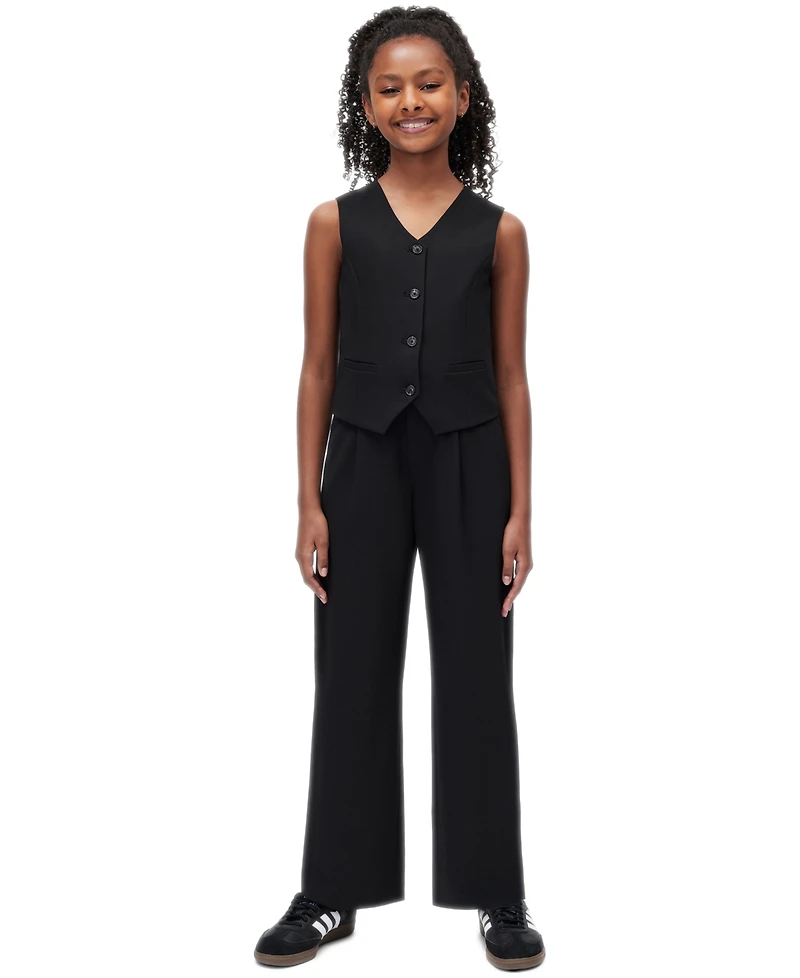 Calvin Klein Girls' 7-16 Refined Stretch Tailored Wide-Leg Pants