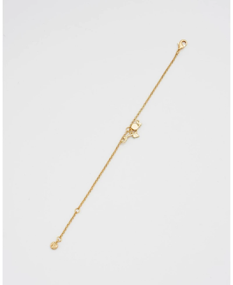 Fable England Ivy and Pearl T-Bar Bracelet in Gold