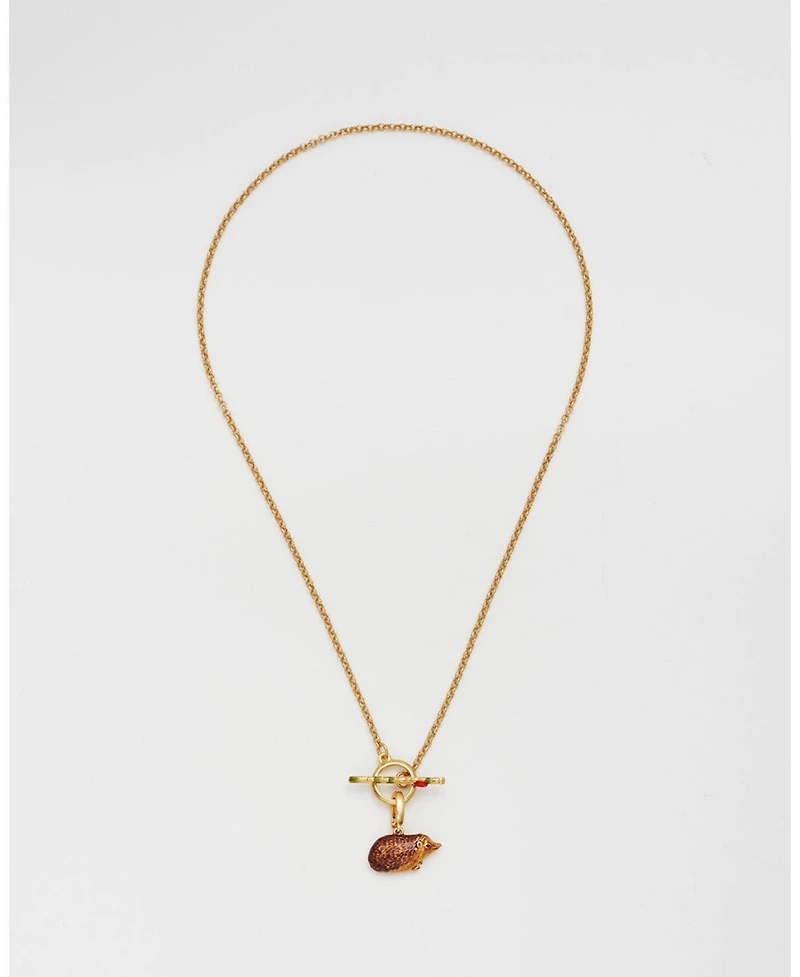 Fable England Ladybird and Hedgehog Toggle Necklace in Gold