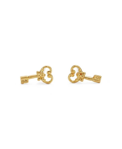Fable England Key Stud Earrings in Gold
