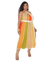 Ashley Stewart Plus Striped Halter Swing Top