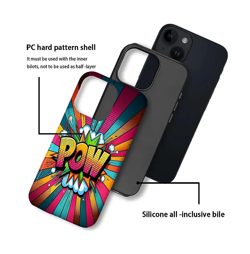 Lisen Phone Case Compatible with Apple iPhone, 2-Layer Durable, Pow Burst