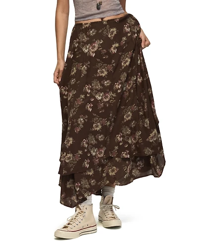 Lucky Brand Women's Floral Drop Waist Maxi Skirt