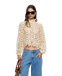 Lioness Women's Overtime Ruffle Mock Neck Blouse