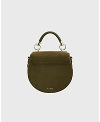 Fable England Charlotte Meadow Scene Embroidered Faux Suede Saddle Bag