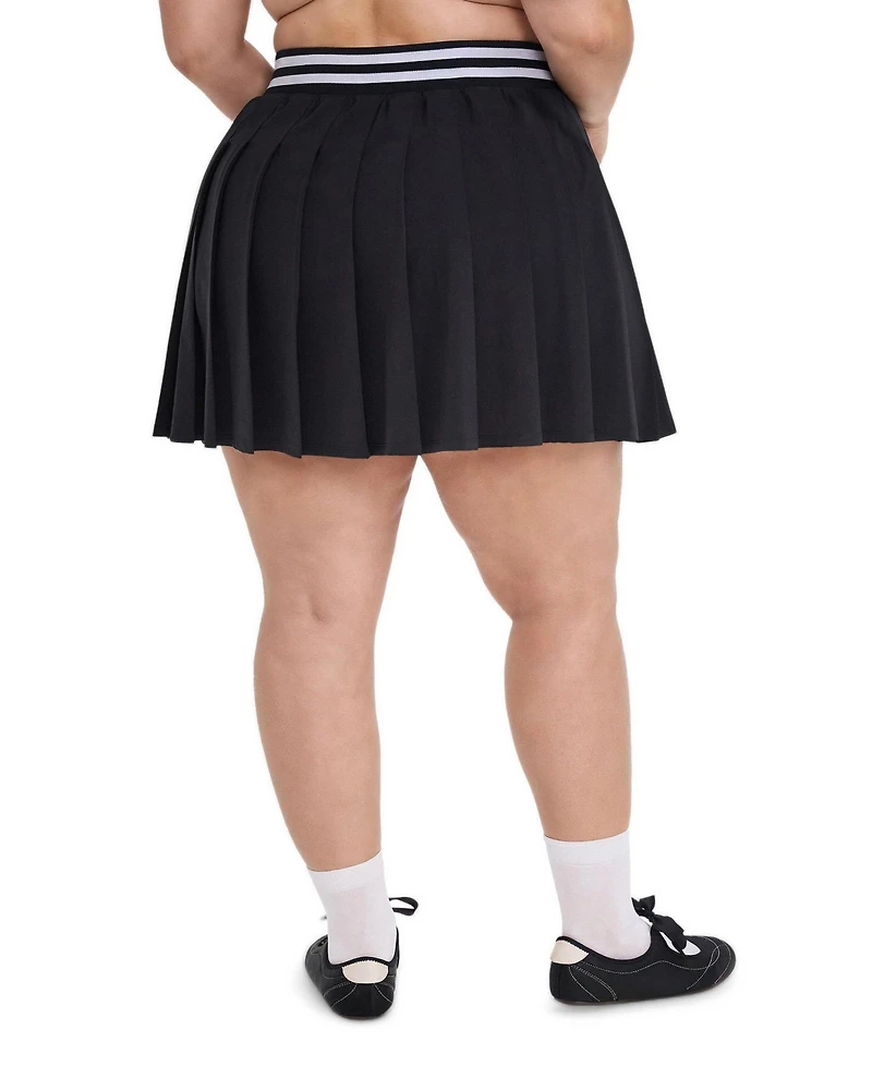 Torrid Plus Tru Stretch Woven Pleated Active Skirt With Bike Short