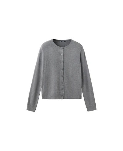 Mango Women's Knitted Button Crew-Neck Cardigan