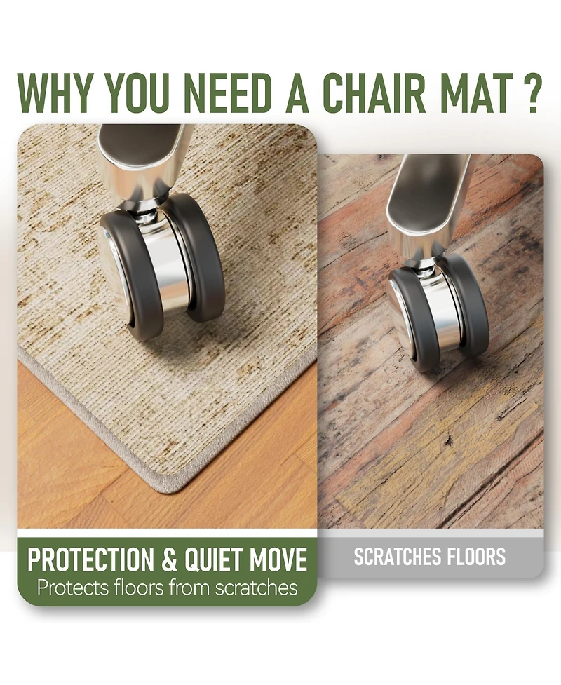 Danrong Office Chair Mat For Hardwood Floors Non Slip Washable Quiet Desk Rug Rolling Chairs