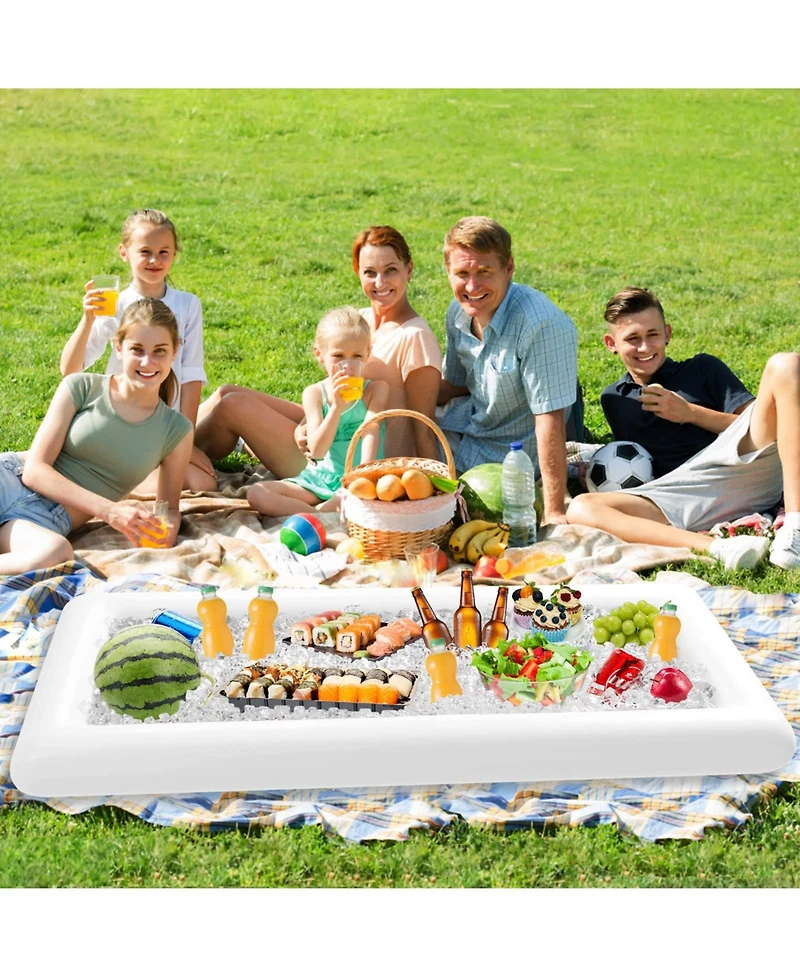 Piscifun Extra Large Inflatable Serving Bar Cooler with Drain Plug for Pool Party Bbq Picnic