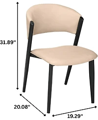 LeisureMod Aspen Modern Dining Chairs Leather Kitchen Side Chair - Open Back and Curved Design, Iron Legs, Accent Seating for Dining Room