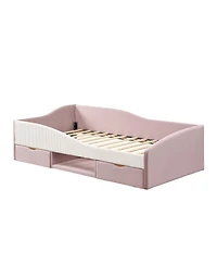 Streamdale Furniture Twin Size Upholstered Daybed Frame with 2 Storage Drawers
