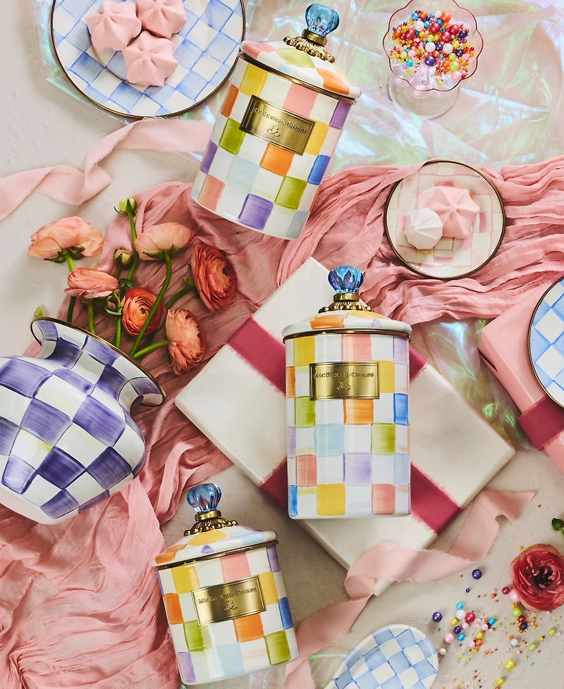 MacKenzie-Childs Confetti Check 64 oz. Large Canister