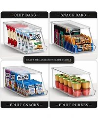 Sorbus 4 Pack Clear Stackable Open Front Snack Organizer Bins
