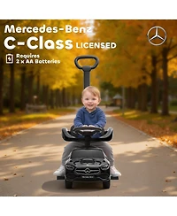 Qaba Mercedes-Benz C-Class 2-in-1 Ride-On Car with Under-Seat Storage, 55 lbs, Ages 1.5-3