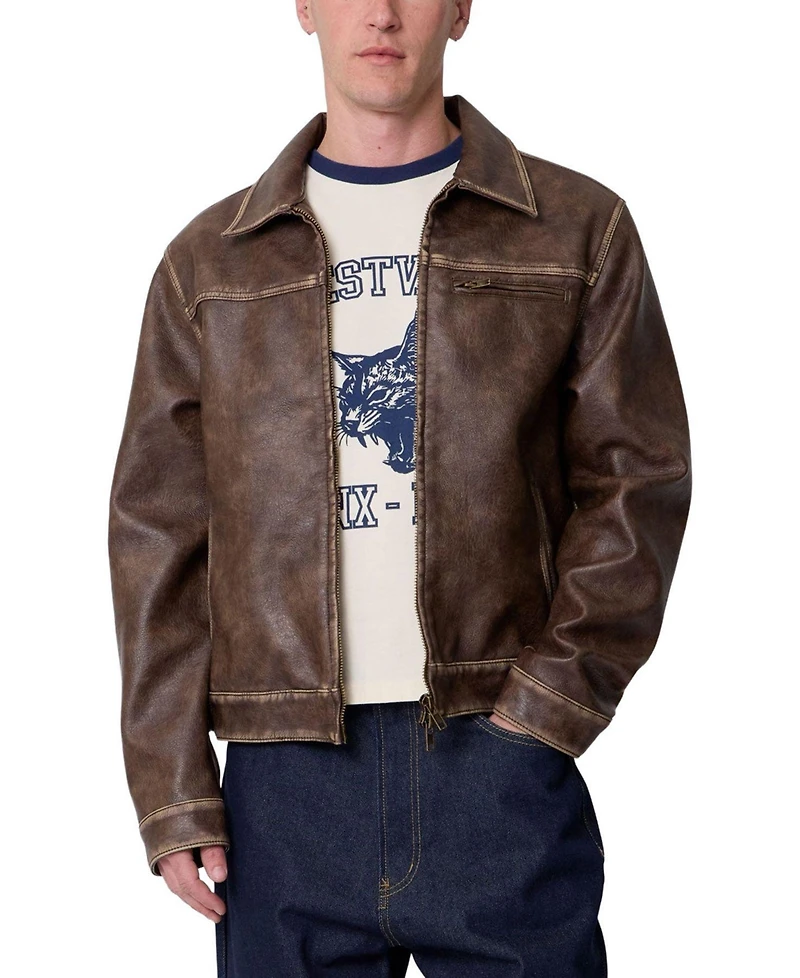 mnml Men's Washed Leather Jacket