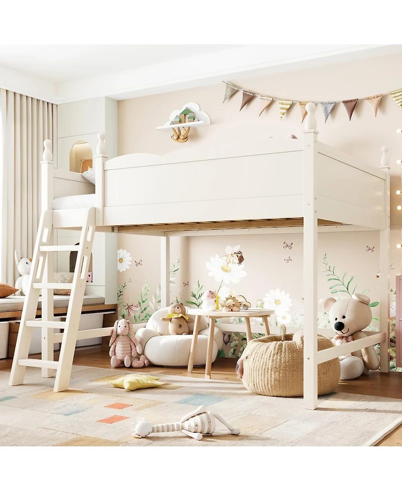 Streamdale Furniture Full Size Solid Wood Loft Bed with Ladders and Under-Bed Space