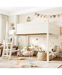 Streamdale Furniture Full Size Solid Wood Loft Bed with Ladders and Under-Bed Space