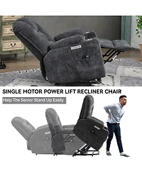 Streamdale Furniture Large Power Lift Recliner with Massage, Heat, Usb and Cup Holders